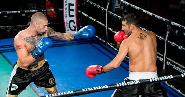 Gasperini durante l'incontro di Chessboxing
